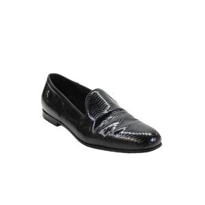 Giorgio Armani Mens Textured Closed Toe Slip On Dress Shoes Black Size 7.5